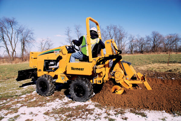 Vermeer RTX450 ride on trencher drainage installation